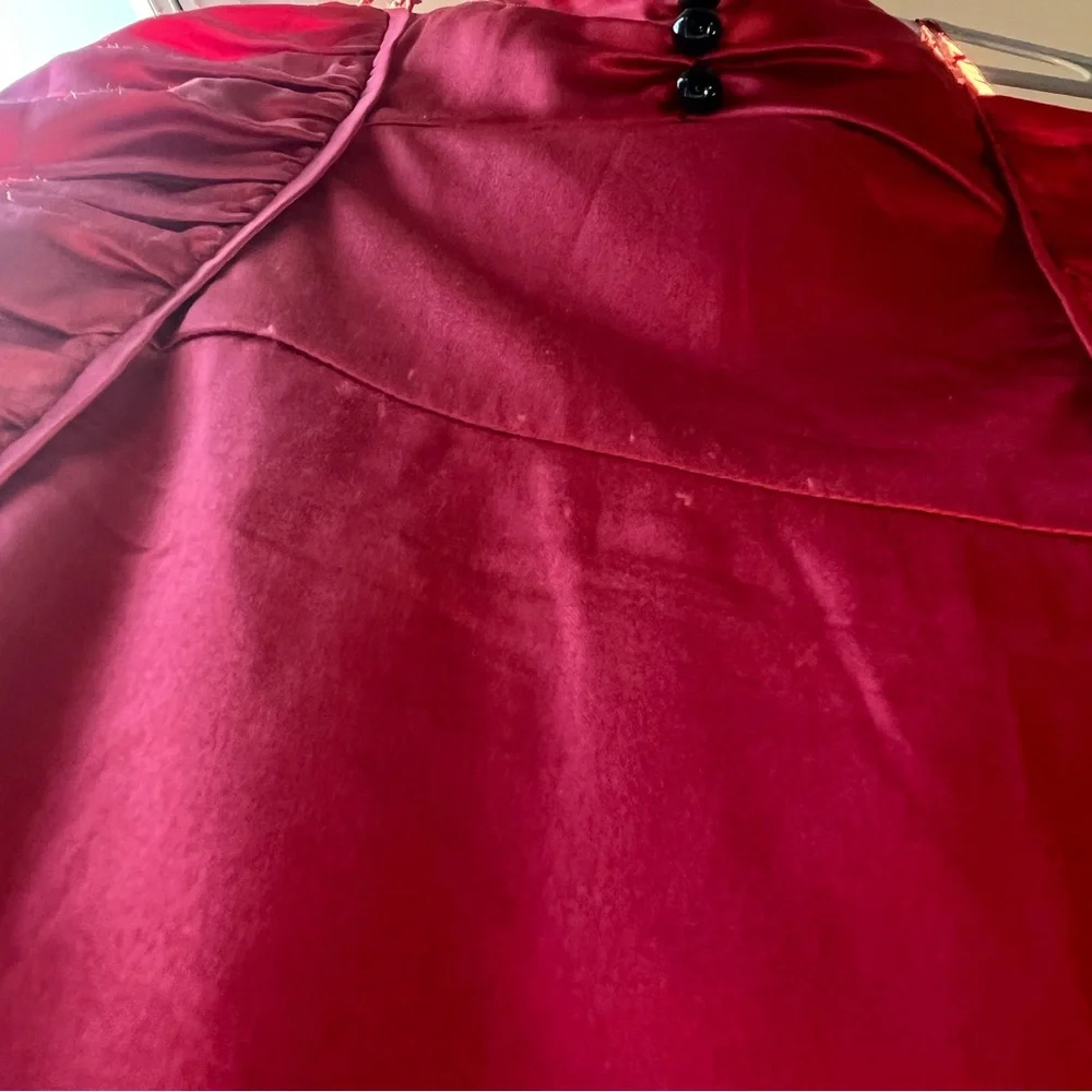 Betsey Johnson 95% Silk Ruched Mini Vintage Dress in Red - Picture 14 of 16